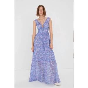 for love and lemons purple floral dress For Love & Lemons Cleo Floral Maxi Dress
